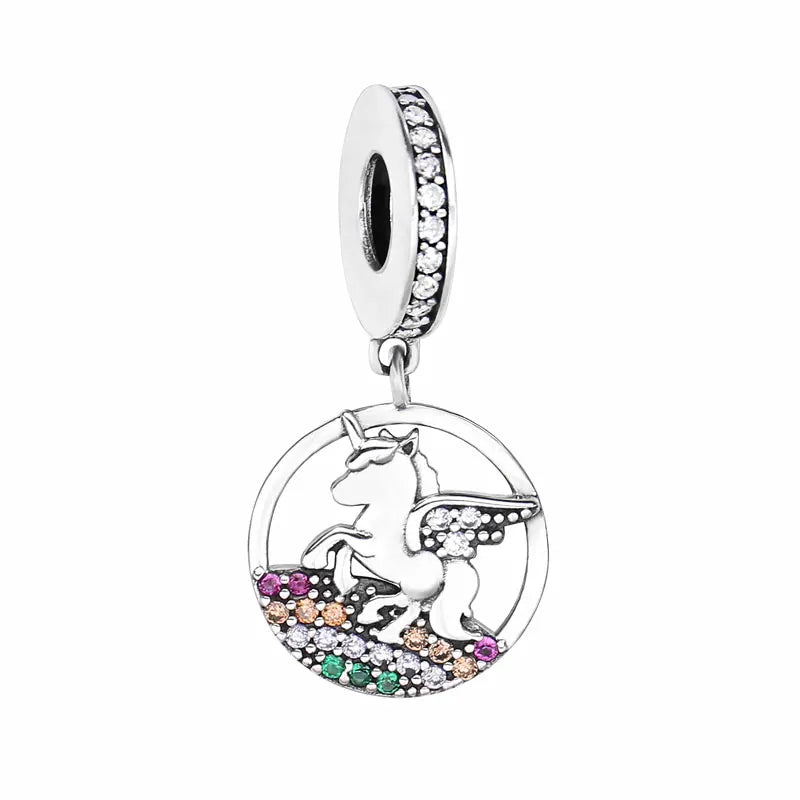 925 Silver A Horse Pendant DIY Bracelet CZ Charms