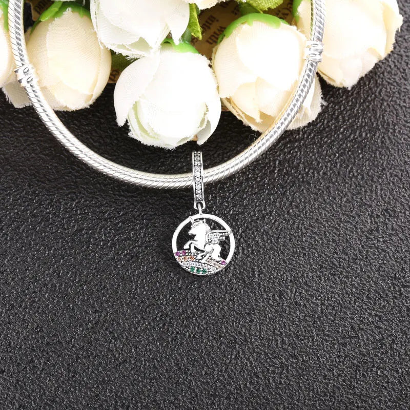 925 Silver A Horse Pendant DIY Bracelet CZ Charms