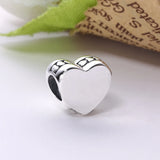 925 Silver Love Heart Bead Charms Bracelet Motherday's Gift