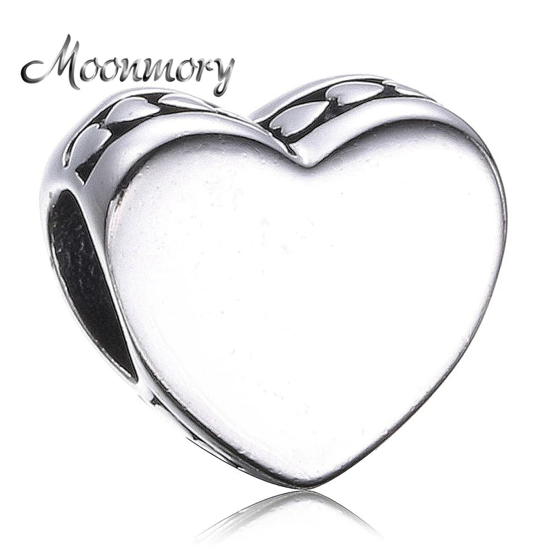 925 Silver Love Heart Bead Charms Bracelet Motherday's Gift