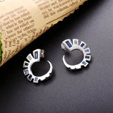 925 Silver Zircon Sun Stud Earrings Crystal Snail Round Jewelry