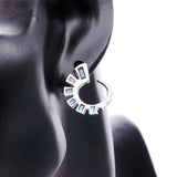 925 Silver Zircon Sun Stud Earrings Crystal Snail Round Jewelry