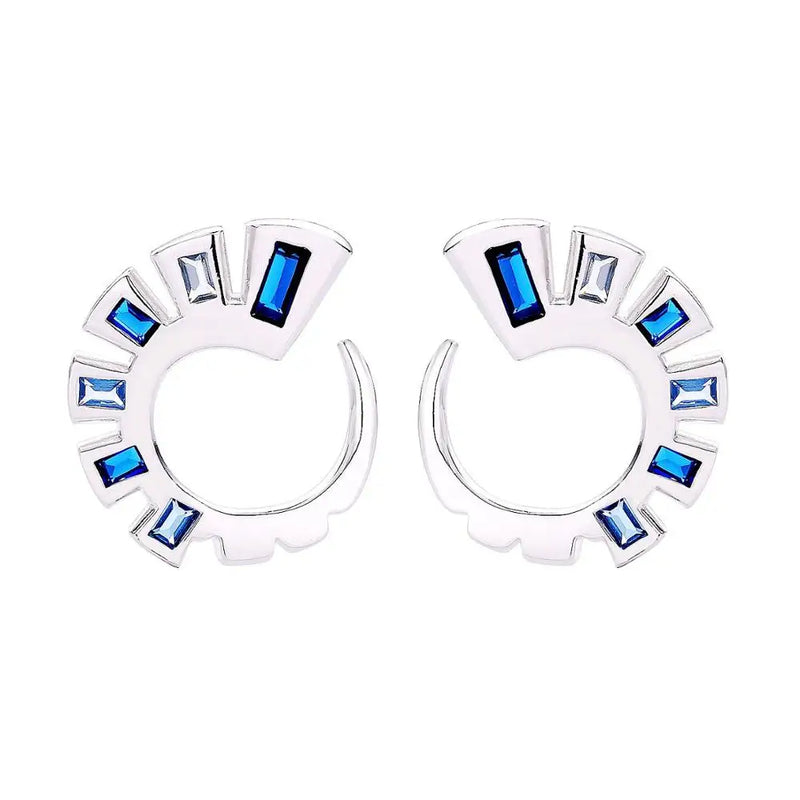 925 Silver Zircon Sun Stud Earrings Crystal Snail Round Jewelry