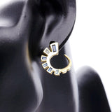 925 Silver Zircon Sun Stud Earrings Crystal Snail Round Jewelry