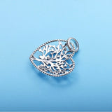 925 Silver Heart Family Tree Pendant Choker Necklace for Women