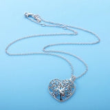 925 Silver Heart Family Tree Pendant Choker Necklace for Women