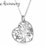 925 Silver Heart Family Tree Pendant Choker Necklace for Women