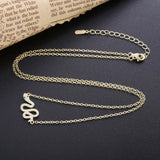 925 Silver Snake Dangle Zircon Necklace Animal CZ Pendant Long Jewelry