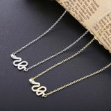 925 Silver Snake Dangle Zircon Necklace Animal CZ Pendant Long Jewelry