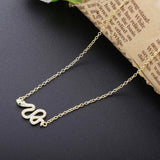 925 Silver Snake Dangle Zircon Necklace Animal CZ Pendant Long Jewelry