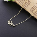 925 Silver Snake Dangle Zircon Necklace Animal CZ Pendant Long Jewelry