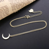 925 Silver Moon Pendant Necklace Long Chain for Women
