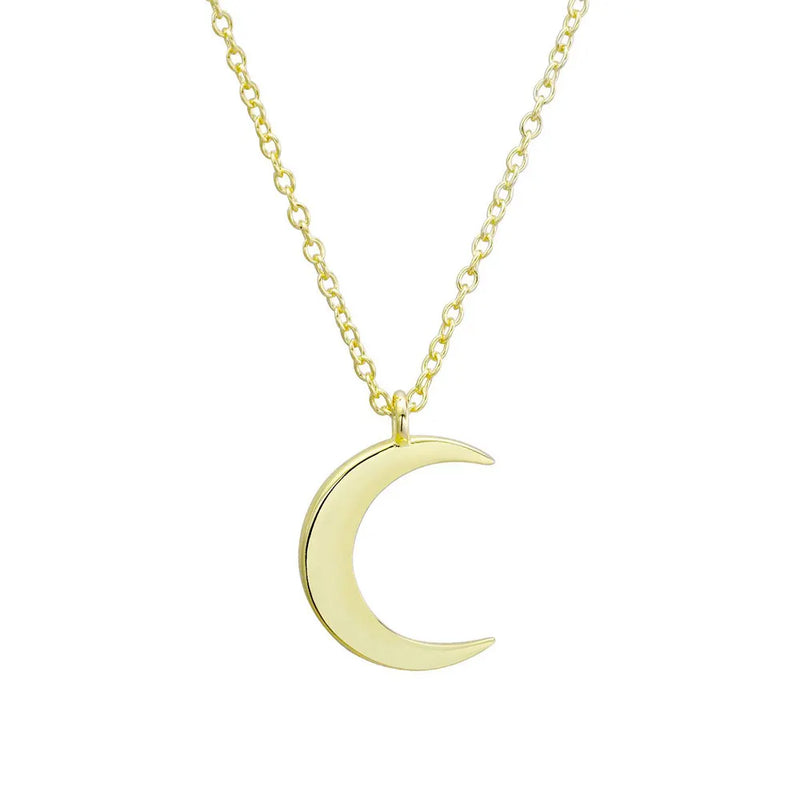 925 Silver Moon Pendant Necklace Long Chain for Women