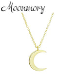 925 Silver Moon Pendant Necklace Long Chain for Women