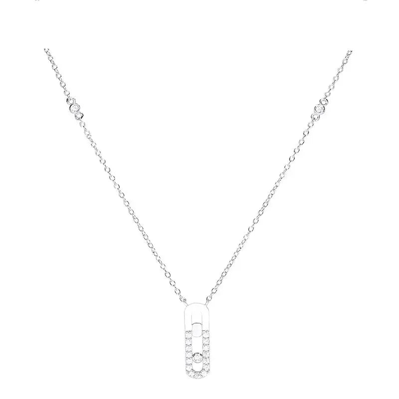 925 Silver Necklace Pendant Women Zircon Wedding Neck Chains