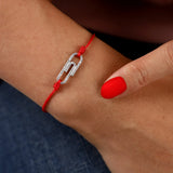 925 Silver Red Rope Bracelet with Crystal for Women