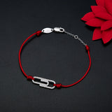 925 Silver Red Rope Bracelet with Crystal for Women