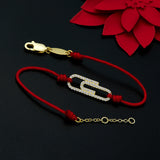 925 Silver Red Rope Bracelet with Crystal for Women