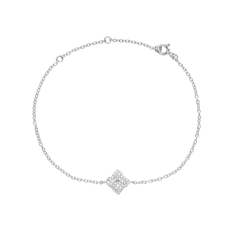 925 Silver Pave Love Knot Bracelet Crystal Zircon Chain Jewelry