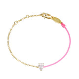 925 Silver Pink Purple Crystal Bracelet Golden Chain Rope Jewelry