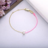 925 Silver Pink Purple Crystal Bracelet Golden Chain Rope Jewelry