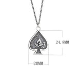 925 Silver Card Heart Pendant Necklace Vintage Style