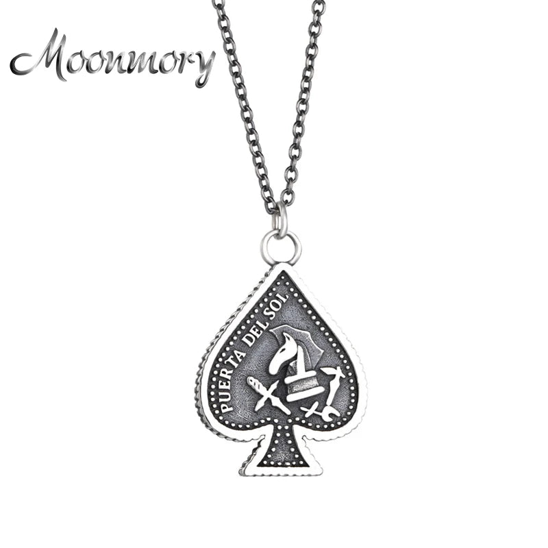 925 Silver Card Heart Pendant Necklace Vintage Style