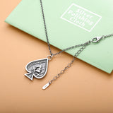 925 Silver Card Heart Pendant Necklace Vintage Style