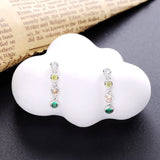 925 Silver Rainbow Zircon Dangle Stud Earring For Women
