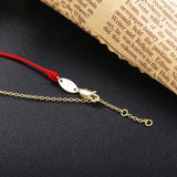 925 Silver Red Cord Bracelet CZ Crystal Chain Christmas