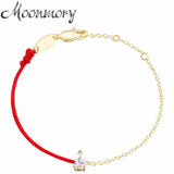 925 Silver Red Cord Bracelet CZ Crystal Chain Christmas