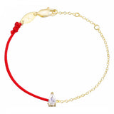 925 Silver Red Cord Bracelet CZ Crystal Chain Christmas