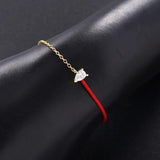 925 Silver Red Cord Bracelet CZ Crystal Chain Christmas