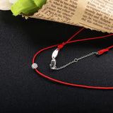 925 Silver Red Rope Line CZ Crystal Pendant Necklace Women Neck Christmas Gift