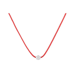 925 Silver Red Rope Line CZ Crystal Pendant Necklace Women Neck Christmas Gift