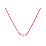 925 Silver Red Rope Line CZ Crystal Pendant Necklace Women Neck Christmas Gift