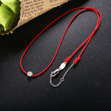 925 Silver Red Rope Line CZ Crystal Pendant Necklace Women Neck Christmas Gift