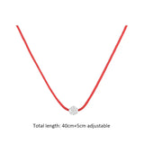 925 Silver Red Rope Line CZ Crystal Pendant Necklace Women Neck Christmas Gift