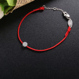 925 Silver Red Thread Bracelet Women CZ Crystal Stone Wrist Chain Jewelry