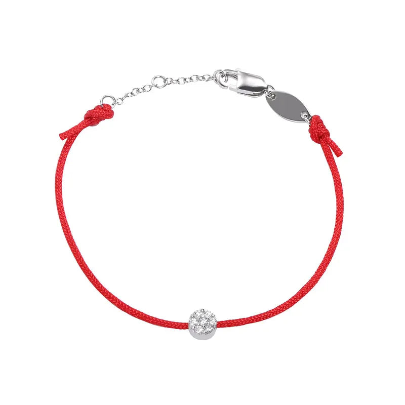 925 Silver Red Thread Bracelet Women CZ Crystal Stone Wrist Chain Jewelry