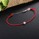 925 Silver Red Thread Bracelet Women CZ Crystal Stone Wrist Chain Jewelry
