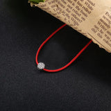 925 Silver Red Thread Bracelet Women CZ Crystal Stone Wrist Chain Jewelry