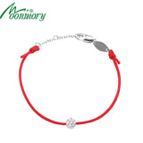 925 Silver Red Thread Bracelet Women CZ Crystal Stone Wrist Chain Jewelry