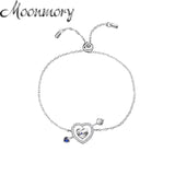 925 Silver Love Heartbeat Bracelet For Women Fine Chain Rotatable Jewelry