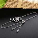 925 Silver Love Heartbeat Bracelet For Women Fine Chain Rotatable Jewelry