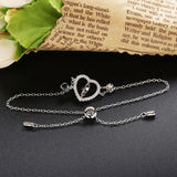 925 Silver Love Heartbeat Bracelet For Women Fine Chain Rotatable Jewelry