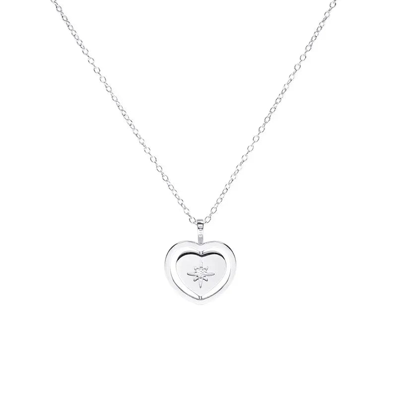 925 Silver Heart Necklace Pop Starfish Pattern Fine Chain