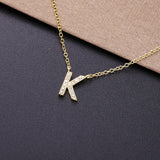 925 Silver Letter K J S Pendant Necklace Crystal