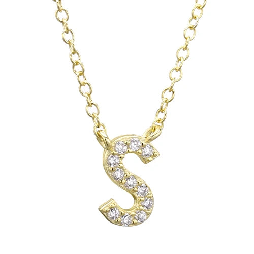 925 Silver Letter K J S Pendant Necklace Crystal