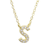 925 Silver Letter K J S Pendant Necklace Crystal